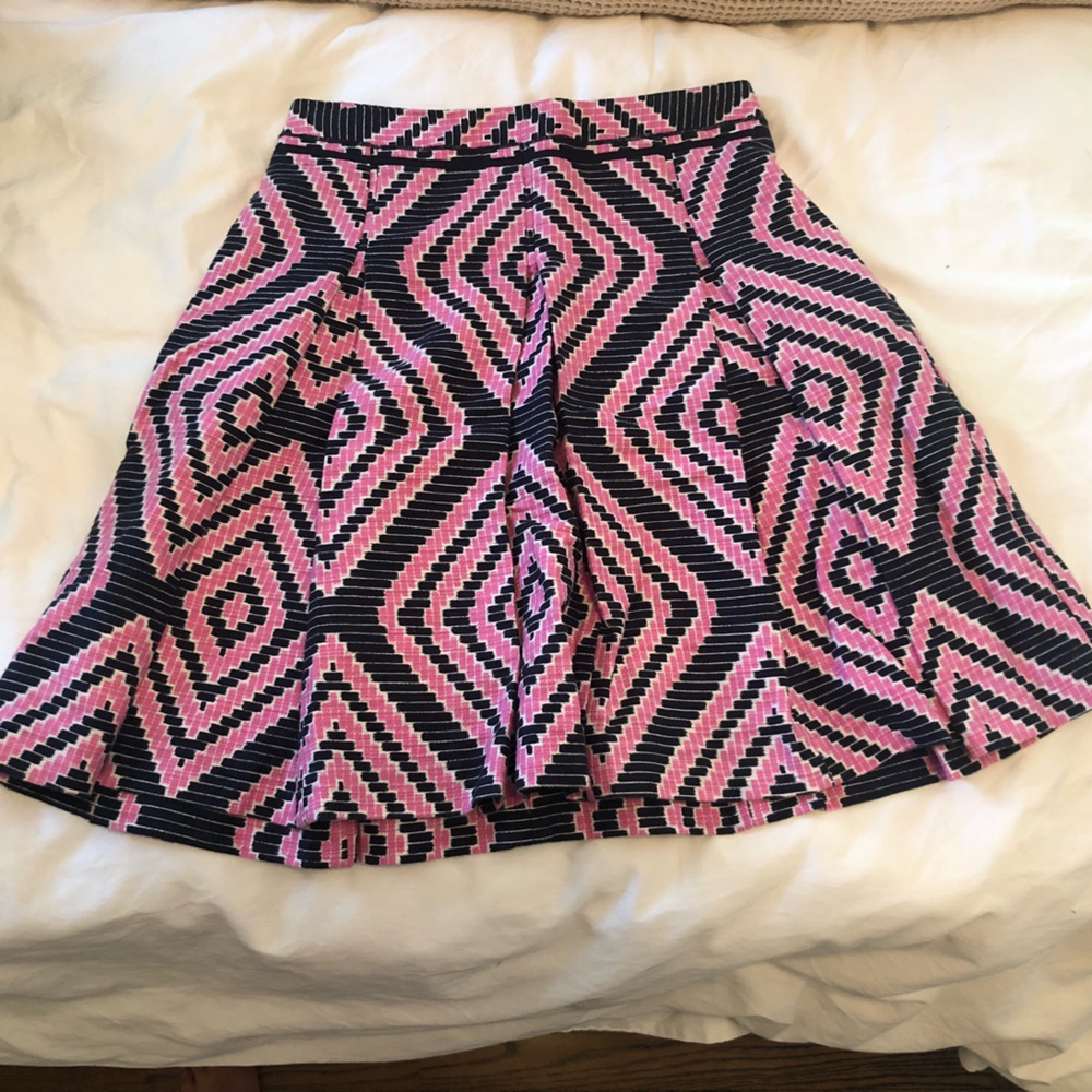 Trina Turk Pink and Navy A-Line Skirt